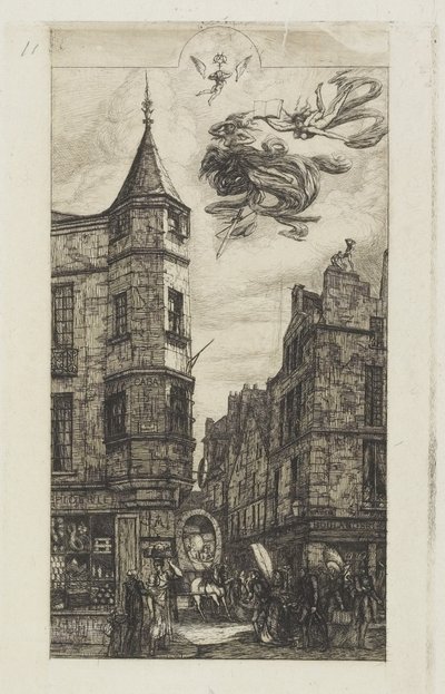 Hus med et tårn, nr. 22, 1861 af Charles Meryon