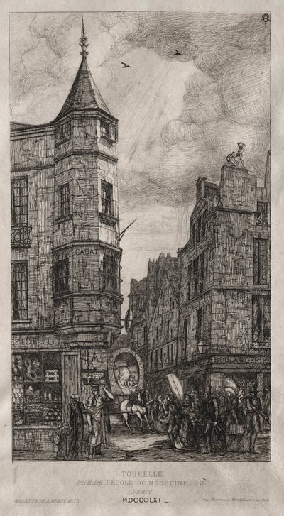 House with a Turret, nr. 22 Street of School of Medicine, 1861. af Charles Meryon