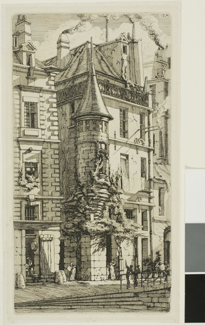 Hus med et tårn, rue de la Tixéranderie af Charles Meryon