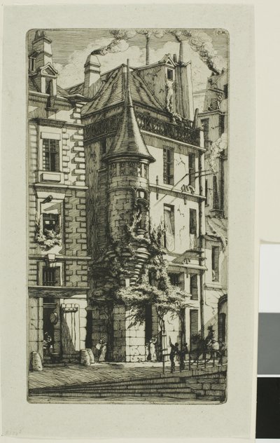 Hus med et tårn, rue de la Tixéranderie af Charles Meryon