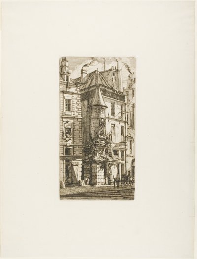 Hus med tårn, rue de la Tixéranderie af Charles Meryon