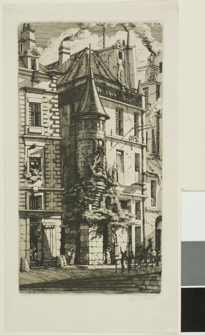 Hus med et tårn, rue de la Tixéranderie, Paris af Charles Meryon