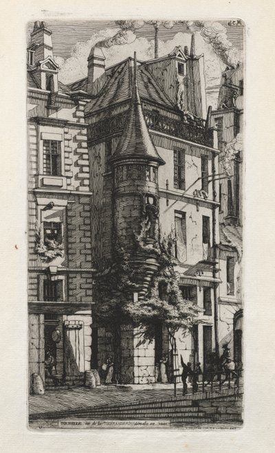 Hus med et tårn, rue de la Tixéranderie, Paris af Charles Meryon