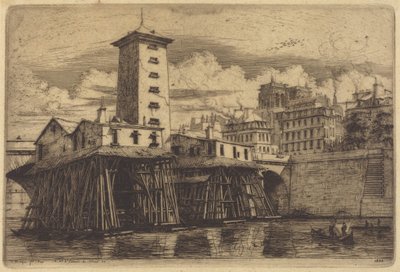 Notre-Dame-pumpen, Paris af Charles Meryon