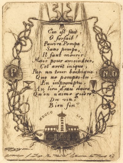 Den lille pumpe, Paris (Notre Dame-pumpen, lille tallerken) af Charles Meryon