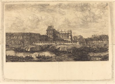 Det gamle Louvre fra et maleri af Zeeman, 1651 (Det gamle Louvre, fra et maleri af Zeeman, l651) af Charles Meryon