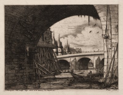 Pont Notre Dame-buen, Paris, 1853. af Charles Meryon