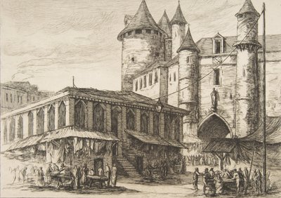 Le Grand Châtelet Grand Châtelet, Paris omkring 1780, efter en tidligere tegning, 1861. af Charles Meryon