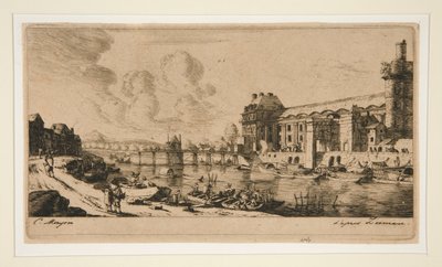 Pavillon de Mademoiselle og en del af Louvre [The af Charles Meryon