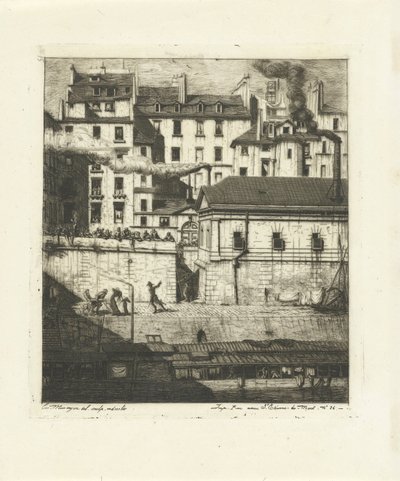 Lighus ved Seinen i Paris La Morgue Eaux-Fortes sur Paris (serietitel) af Charles Meryon