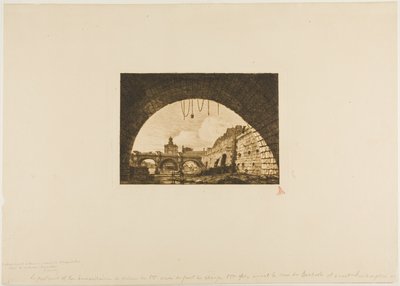 Pont-Neuf og Samaritaine set fra under den første bue af Pont-au-Change, Paris af Charles Meryon