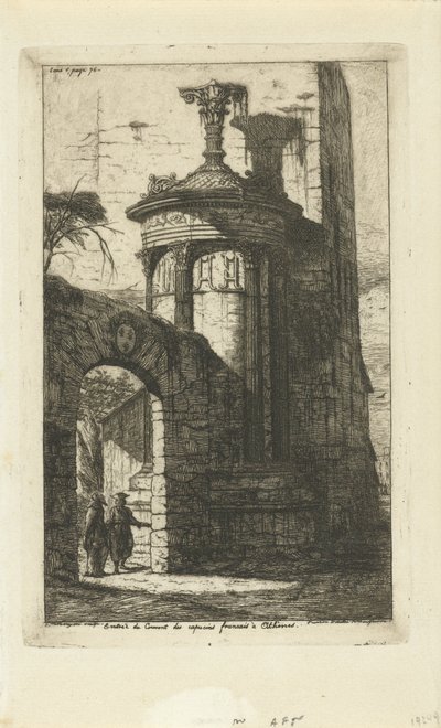 Port ved indgangen til det franske kapucinerkloster i Athen Entrée du convent des Capucins Francais a Athenes (titel på objektet) af Charles Meryon
