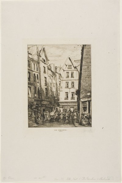 Rue Pirouette i Les Halles, Paris af Charles Meryon