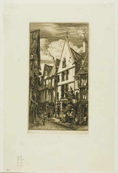 Rue des Toiles, Bourges af Charles Meryon