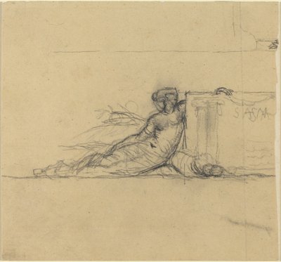 Siddende kvindefigur for "San Francisco" af Charles Meryon