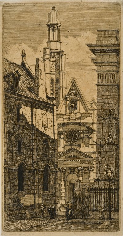 St. Etienne-du-Mont, Paris, fra Eaux-forter i Paris af Charles Meryon