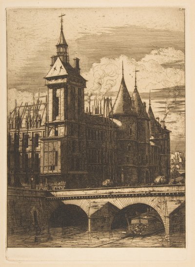 Klokketårnet, Paris, fra «Raderinger af Paris» af Charles Meryon