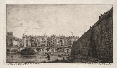 Exchange Bridge, Paris, omkring 1784, 1855. af Charles Meryon