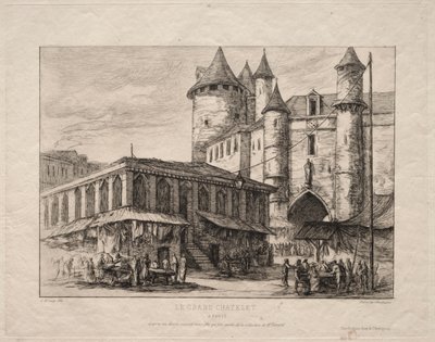 The Grand Châtelet, Paris, omkring 1780 af Charles Meryon