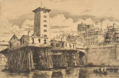 Notre-Dame-pumpen, Paris, 1852. af Charles Meryon