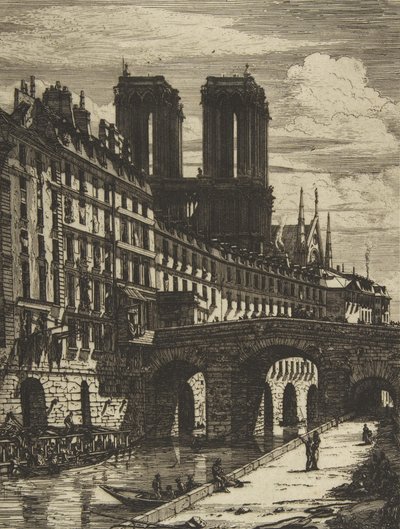 The Petit Pont, Paris, 1850 og senere. af Charles Meryon