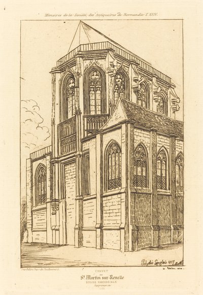 Chevet de St. Martin-sur-Renelle (Apsis i kirken St. Martin-sur-Renelle) af Charles Meryon after Polycles Langlois