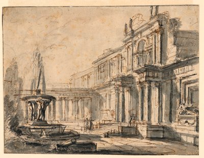 Architectural Fantasy: A Courtyard af Charles Michel Ange Challe