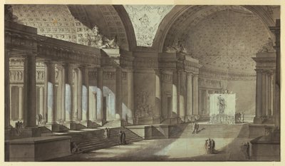 Architectural Fantasy: Temple of Athena Interiør af Charles Michel Ange Challe