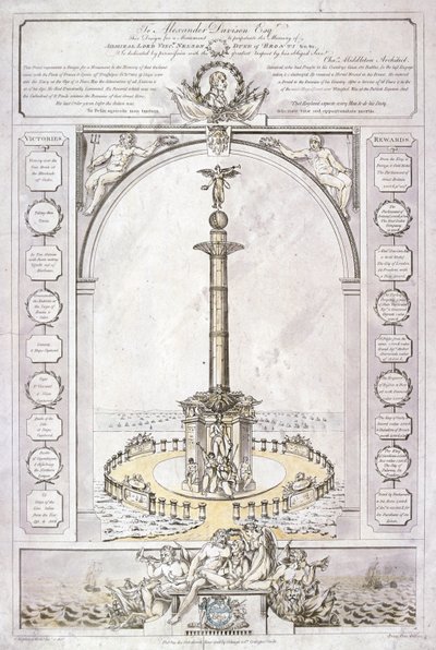 Design til et monument til admiral Lord Nelson i form af en søjle, 1806 af Charles Middleton