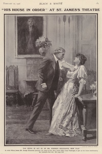 De engelske skuespillere George Alexander og Irene Vanbrugh i en produktion af Arthur Wing Pinero spiller His House in Order på St James