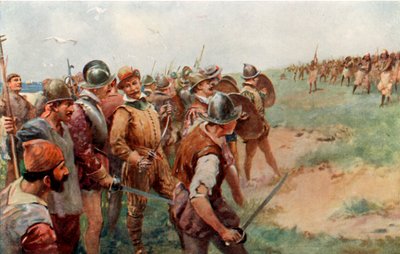 Drakes gruppe angrebet af patagonierne af Charles Mills Sheldon