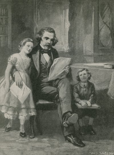 Nathaniel Hawthorne læser for sine børn af Charles Mills Sheldon