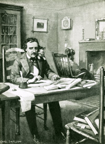 Poe på arbejde under Catalinas øje af Charles Mills Sheldon
