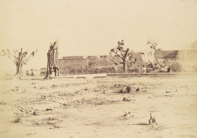 Barrig Landskab med en Uidentificeret Fortess, Delhi af Charles Moravia