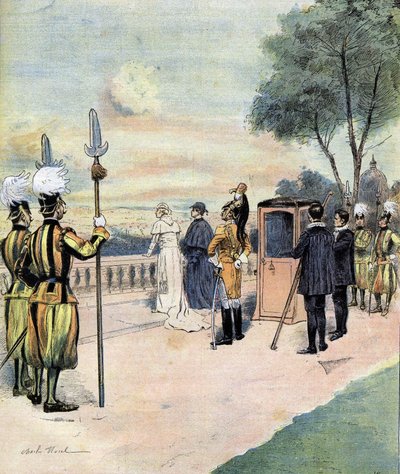 Pave Leo XIII i Vatikanets haver i 1893 tegning af hr. CH Morel af Charles Morel