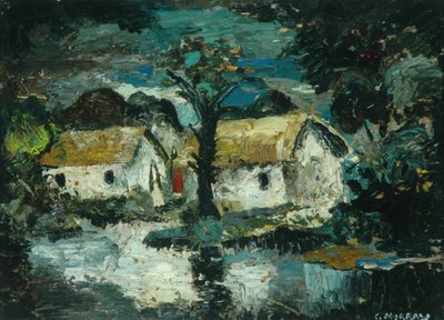 Cottage with Stream (olie på plade) af Charles Murray