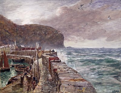 Clovelly Pier af Charles Napier Hemy