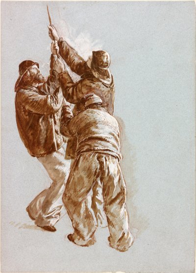 Fiskere, der trækker et reb (kropsfarve) af Charles Napier Hemy