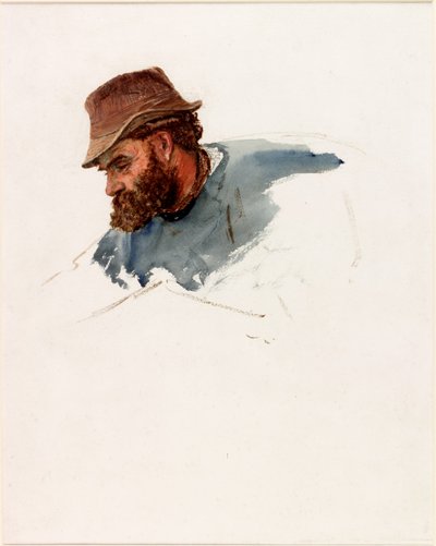 Head of a Fisherman (kropsfarve og akvarel på papir) af Charles Napier Hemy