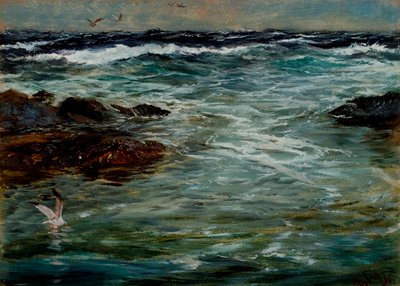 Havstudie ved Portscatho, Cornwall, 1901 af Charles Napier Hemy