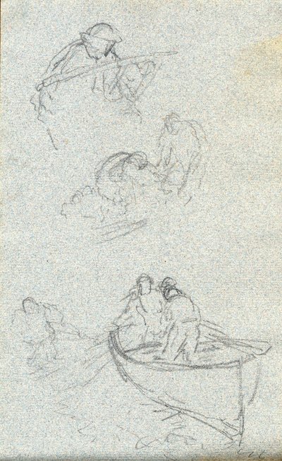 Skitsebog (kridt (hvid) og blyant på papir) af Charles Napier Hemy