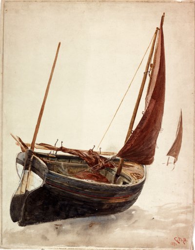 Undersøgelse af en båd (kropsfarve) af Charles Napier Hemy