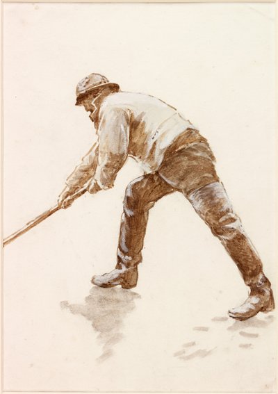 Studie af en fisker på arbejde (kropsfarve) af Charles Napier Hemy