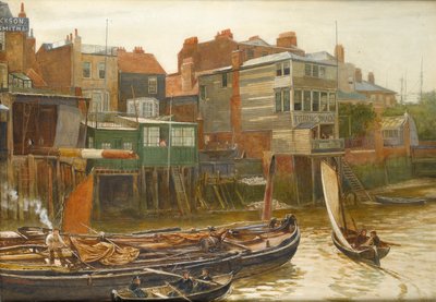 Themsen ved Cold Harbour, Blackwall, 1896 (wc på papir) af Charles Napier Hemy