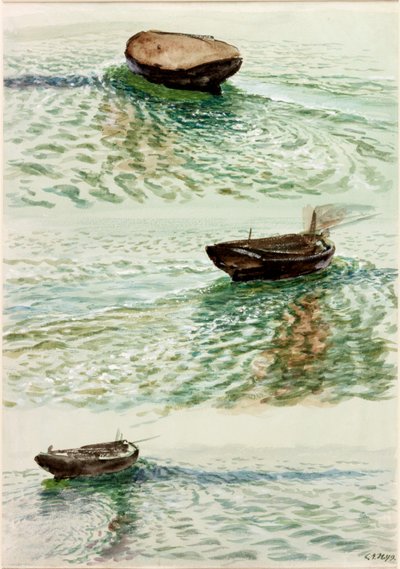 Tre joller (kropsfarve og akvarel på papir) af Charles Napier Hemy