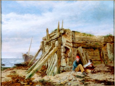 Under bølgebryderen, ca. 1863 af Charles Napier Hemy
