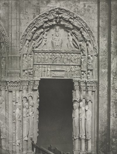 Chartres-katedralen: Højre dør i den kongelige portal med Vor Frue af Chartres af Charles Nègre