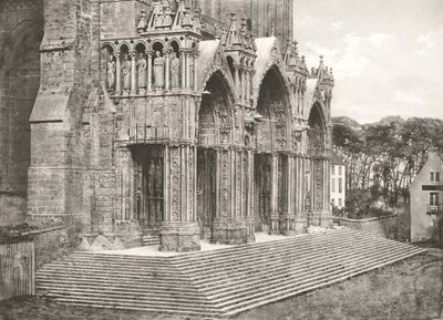 Chartres-katedralen - Portico du Midi XII. århundrede, ca. 1854, trykt ca. 1857. af Charles Nègre