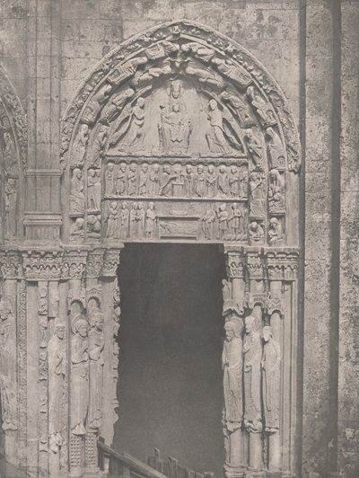 Chartres katedral, vestsiden, højre sidedør, XII. århundrede..., ca. 1857. af Charles Nègre