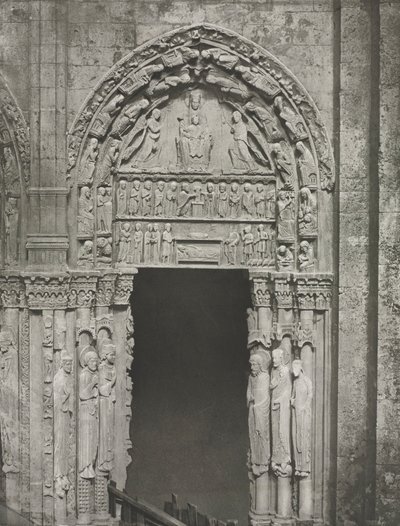 Chartres-katedralen: Højre dør i den kongelige portal med Vor Frue af Chartres af Charles Nègre